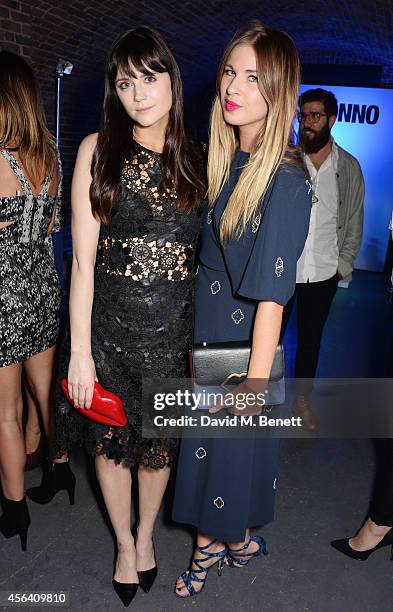 Lilah Parsons and Francesca Hodge attend the Disaronno Wears Versace limited edition bottle launch at One Mayfair on September 30, 2014 in London,...