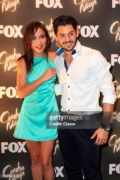 Brenda Asnicar and Ricardo Abarca pose for pictures during a press Conference by the cast of FOX series Cumbia Ninja at W Hotel on September 29, 2014...