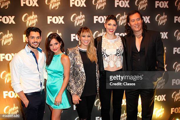 Ricardo Abarca, Brenda Asnicar, Hanna Nicole Perez Mosa, Ashley Grace Perez Mosa and Victor Jimenez pose for pictures during a press Conference by...