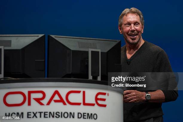 Larry Ellison, chairman of Oracle Corp., speaks during the Oracle OpenWorld 2014 conference in San Francisco, California, U.S., on Tuesday, Sept. 30,...