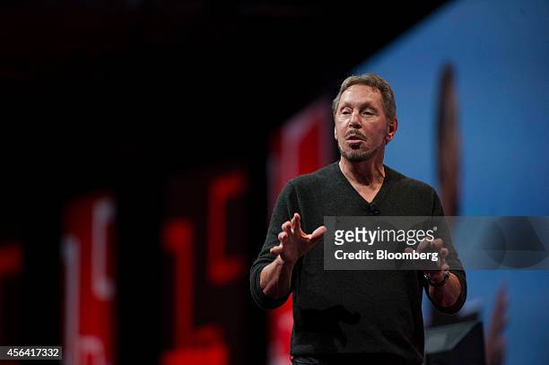 Larry Ellison, chairman of Oracle Corp., speaks during the Oracle OpenWorld 2014 conference in San Francisco, California, U.S., on Tuesday, Sept. 30,...
