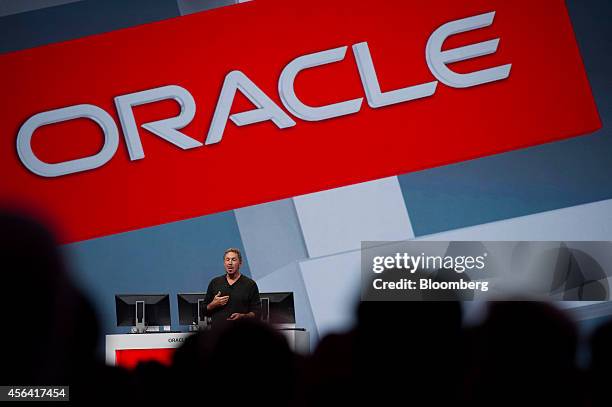 Larry Ellison, chairman of Oracle Corp., speaks during the Oracle OpenWorld 2014 conference in San Francisco, California, U.S., on Tuesday, Sept. 30,...