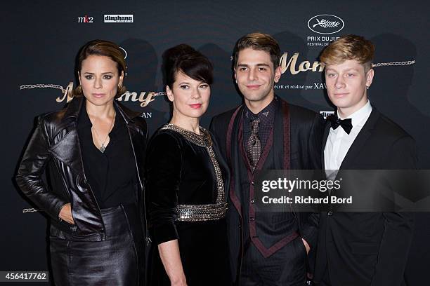 Actresses Suzanne Clement, Anne Dorval, director Xavier Dolan and actor Antoine Olivier Pilon attend the 'Mommy' Paris premiere at MK2 Bibliotheque...