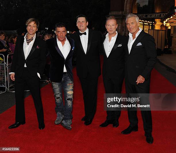 Steve Norman, John Keeble, Tony Hadley, Gary Kemp and Martin Kemp attend the World Premiere of "Soul Boys Of The Western World" at Royal Albert Hall...