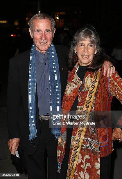 Jim Dale and wife Julia Schafler attend the Broadway Opening Night performance of 'Indian Ink' at the Laura Pels Theatre on September 30, 2014 in New...