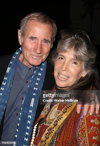 Jim Dale and wife Julia Schafler attend the Broadway Opening Night performance of 'Indian Ink' at the Laura Pels Theatre on September 30, 2014 in New...