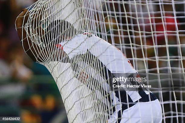 Dorlan Pabon of Monterrey reacts during a match between Leon and Monterrey as part of 11th round Apertura 2014 Liga MX at Leon Stadium on September...