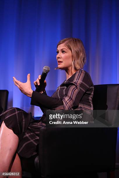 Actress Rosamund Pike attends an official Academy members screening of "Gone Girl" hosted by The Academy of Motion Picture Arts and Sciences at the...