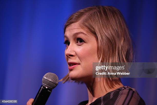 Actress Rosamund Pike attends an official Academy members screening of "Gone Girl" hosted by The Academy of Motion Picture Arts and Sciences at the...