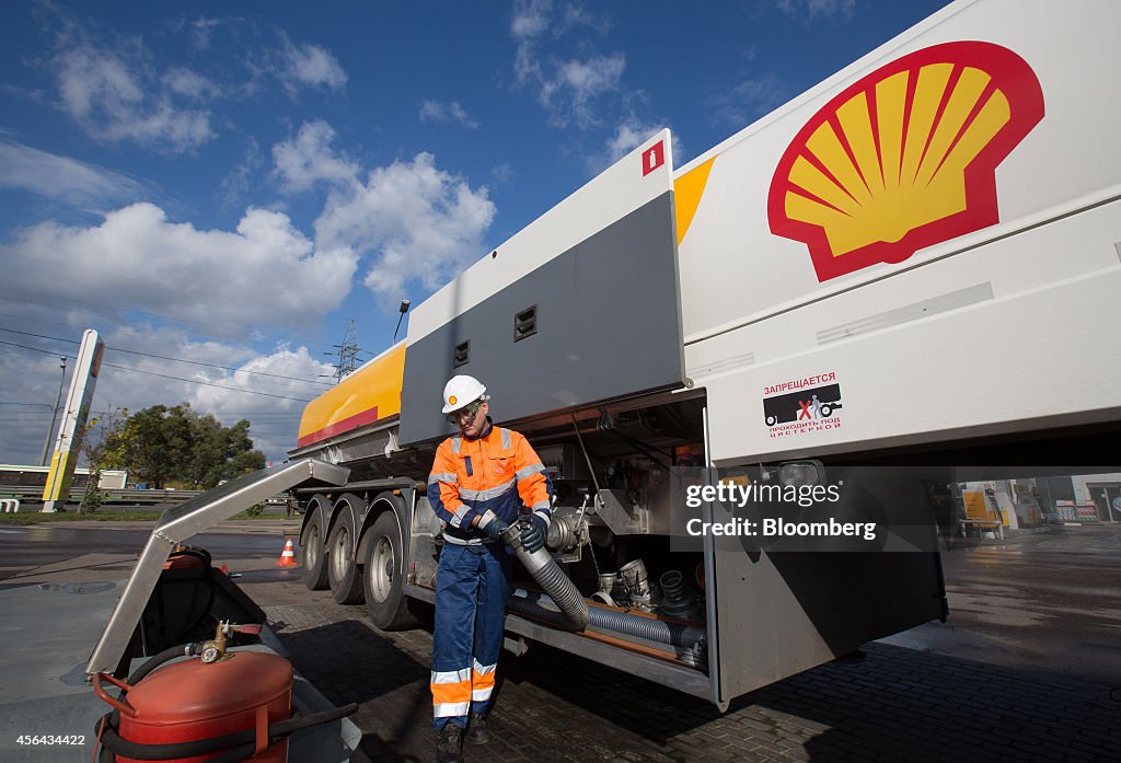 Royal Dutch Shell Plc Launch New Fuel Tanker At Shell Gas Station