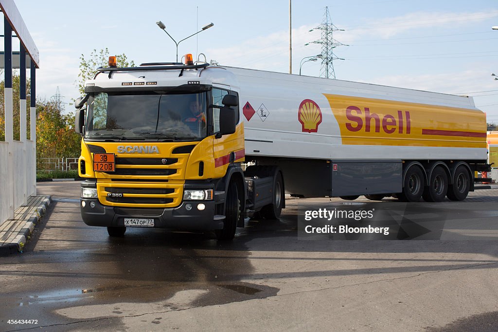 Royal Dutch Shell Plc Launch New Fuel Tanker At Shell Gas Station