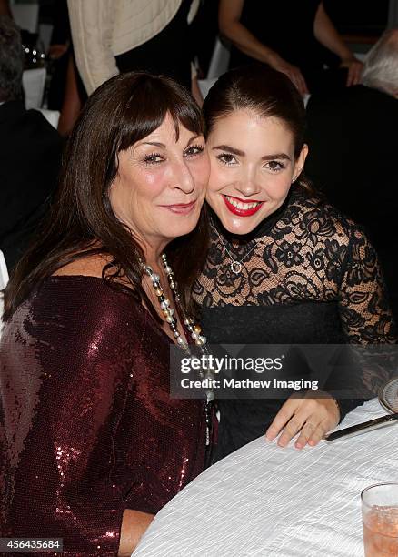 Actress Anjelica Huston and dancer/journalist Eloisa Knife Maturen attend Los Angeles Philharmonic's Walt Disney Concert Hall Opening Night Gala on...