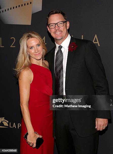 Heather Helm and actor Matthew Lillard attends Los Angeles Philharmonic's Walt Disney Concert Hall Opening Night Gala on September 30, 2014 in Los...