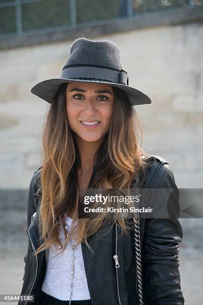 Fashion Blogger Soraya Bakhtiar is wearing a Preston and Olivia hat and Zara jacket on day 7 of Paris Collections: Women on September 29, 2014 in...