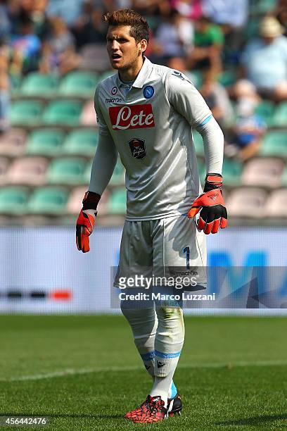 Cabral Barbosa Rafael of SSC Napoli looks on during the Serie A match between US Sassuolo Calcio and SSC Napoli on September 28, 2014 in Reggio...