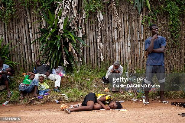 Haemorrhagic epidemic of fever caused by the Ebola virus. Patients waiting at the entrance of the Island Clinic, new treatment center in the suburb...