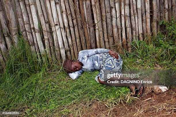 Haemorrhagic epidemic of fever caused by the Ebola virus. A patient is waiting at the entrance of the Island Clinic, new treatment center in the...