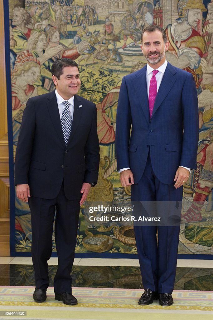 King Felipe of Spain Meets President of Honduras Republic in Madrid