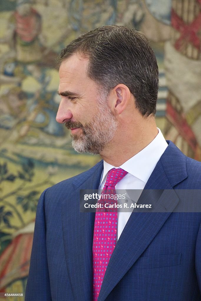 King Felipe of Spain Meets President of Honduras Republic in Madrid