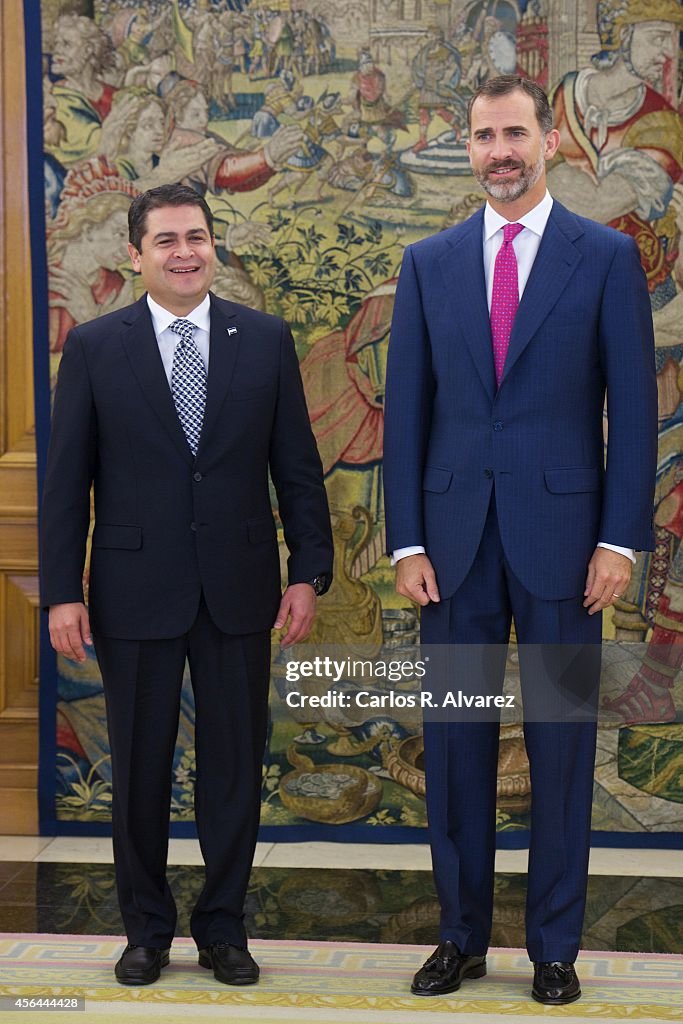 King Felipe of Spain Meets President of Honduras Republic in Madrid