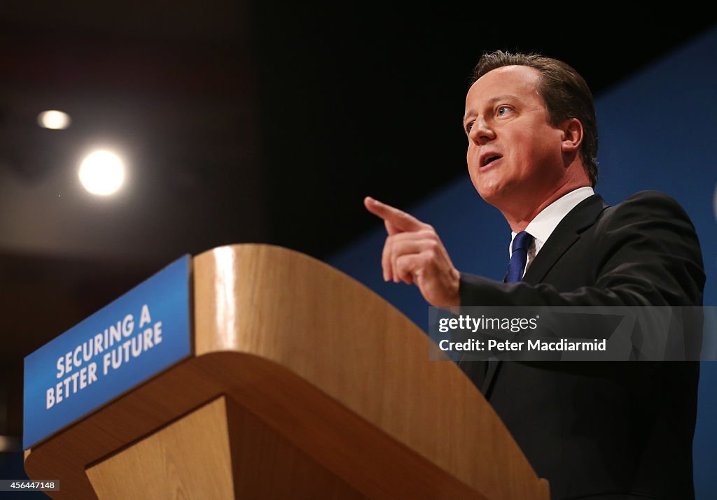 Prime Minister David Cameron Delivers His Keynote Speech At The Conservative Party Conference