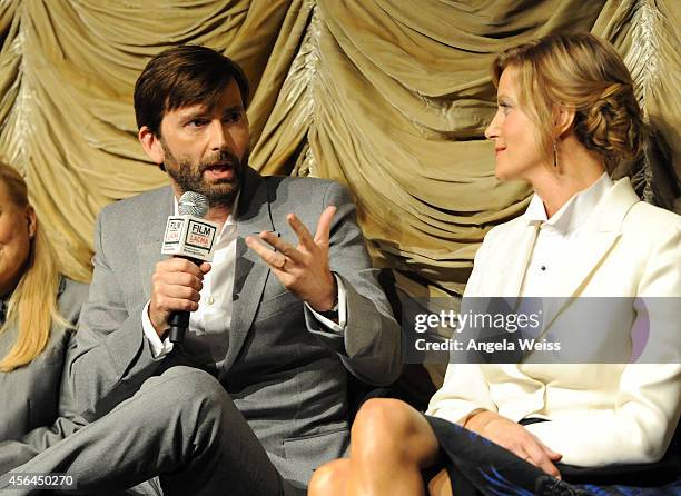 Actor David Tennant and Anna Gunn attend the Film Independent Screening and Q&A of 'Gracepoint' at Bing Theatre at LACMA on September 30, 2014 in Los...