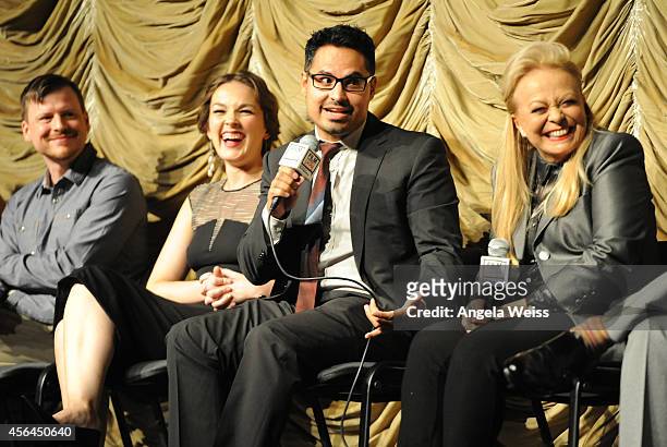 Actors Kevin Rankin, Virginia Kull, Michael Pena and Jacki Weaver attend the Film Independent Screening and Q&A of 'Gracepoint' at Bing Theatre at...