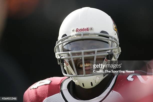 Adrian Wilson of the Arizona Cardinals looks on smiling diring a game against the San Francisco 49ers on December 4, 2005 at Monster park in San...