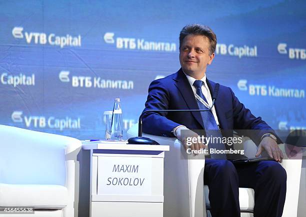 Maxim Sokolov, Russia's transport minister, waits to speak during the VTB Capital Investment Forum "Russia Calling" in Moscow, Russia, on Wednesday,...