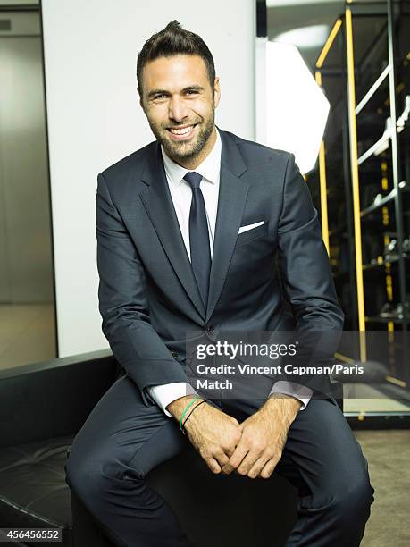 Footballer Salvatore Sirigu is photographed for Paris Match on August 28, 2014 in Paris, France.