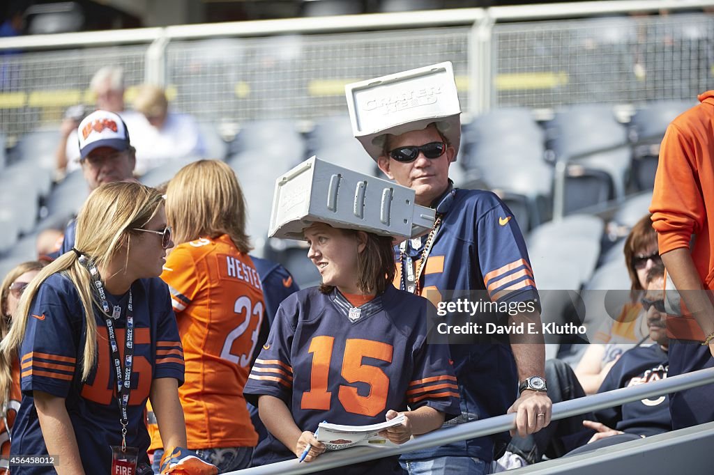 Chicago Bears fans wearing cheese Grater Head hats in stands before News  Photo - Getty Images