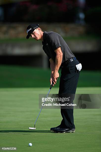 Blayne Barber strokes a putt during the second round of the Chiquita Classic held at River Run Country Club on September 5, 2014 in Davidson, North...