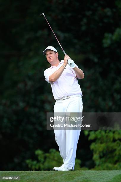 Henry hits a drive during the second round of the Chiquita Classic held at River Run Country Club on September 5, 2014 in Davidson, North Carolina.