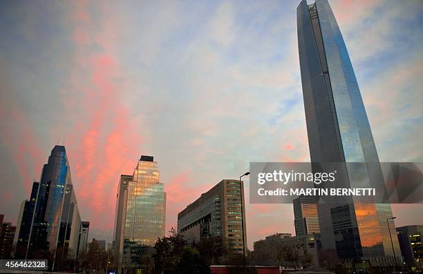 View of Sanhattan --the popular ironic nickname given to Santiago's financial district-- on September 12, 2014. The area is home to many new and...