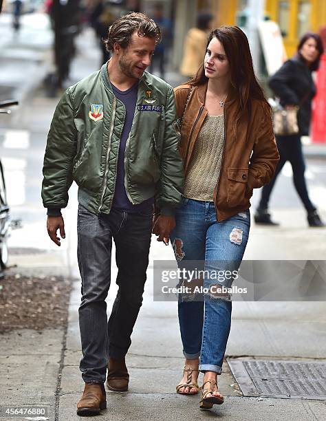 Lana Del Rey and Francesco Carrozzini are seen in Soho on October 1, 2014 in New York City.