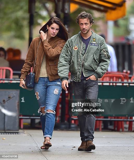 Lana Del Rey and Francesco Carrozzini are seen in Soho on October 1, 2014 in New York City.