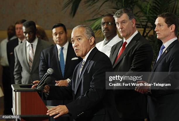 Dallas School Superintendent Mike Miles speaks at a press conference to answer questions about the confirmed Ebola case at Texas Health Presbyterian...