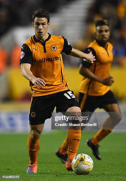 Tommy Rowe of Wolverhampton Wanderers in action during the Sky Bet Championship match between Wolverhampton Wanderers and Huddersfield Town at...