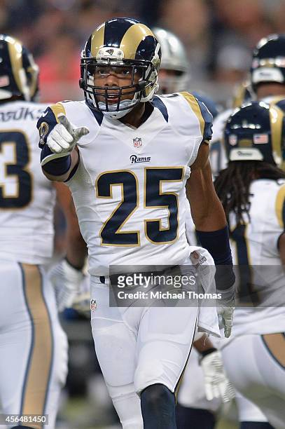 McDonald of the St. Louis Rams celebrates against the Dallas Cowboys at the Edward Jones Dome on September 21, 2014 in St. Louis, Missouri.