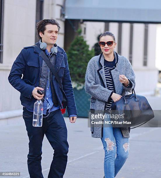 Actor Orlando Bloom and Miranda Kerr are seen on December 13, 2013 in New York City.