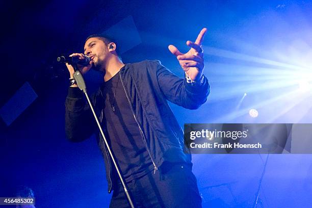 German singer Andreas Bourani performs live during a concert at the Astra on October 1, 2014 in Berlin, Germany.