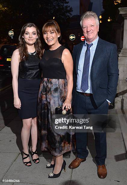 Rosie Smith, Lorraine Kelly and Steve Smith attend a celebration of Lorraine Kelly's 30 years in breakfast television at Langham Hotel on October 1,...