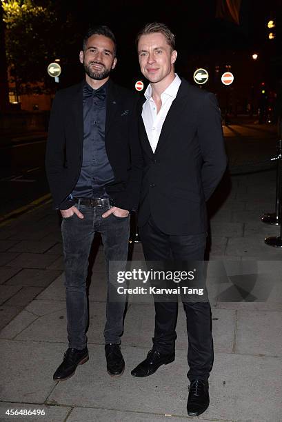 Dean Edwards and James Tanner attend a celebration of Lorraine Kelly's 30 years in breakfast television at Langham Hotel on October 1, 2014 in...