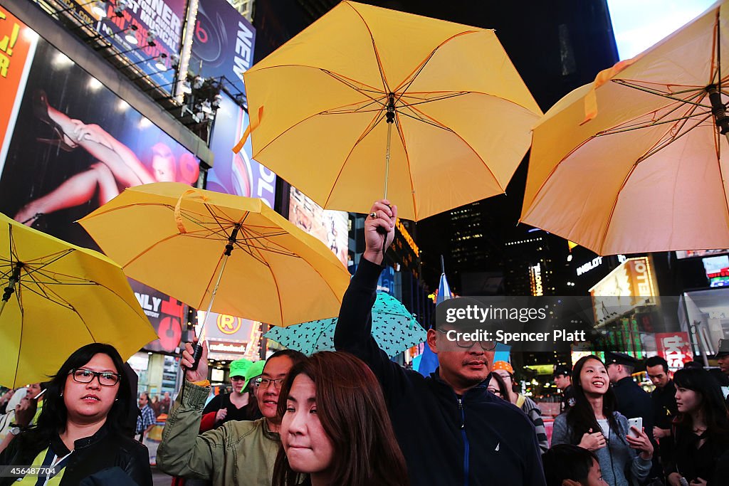 Rally Held In NYC's Times Square In Support Of Hong Kong Democracy Activists