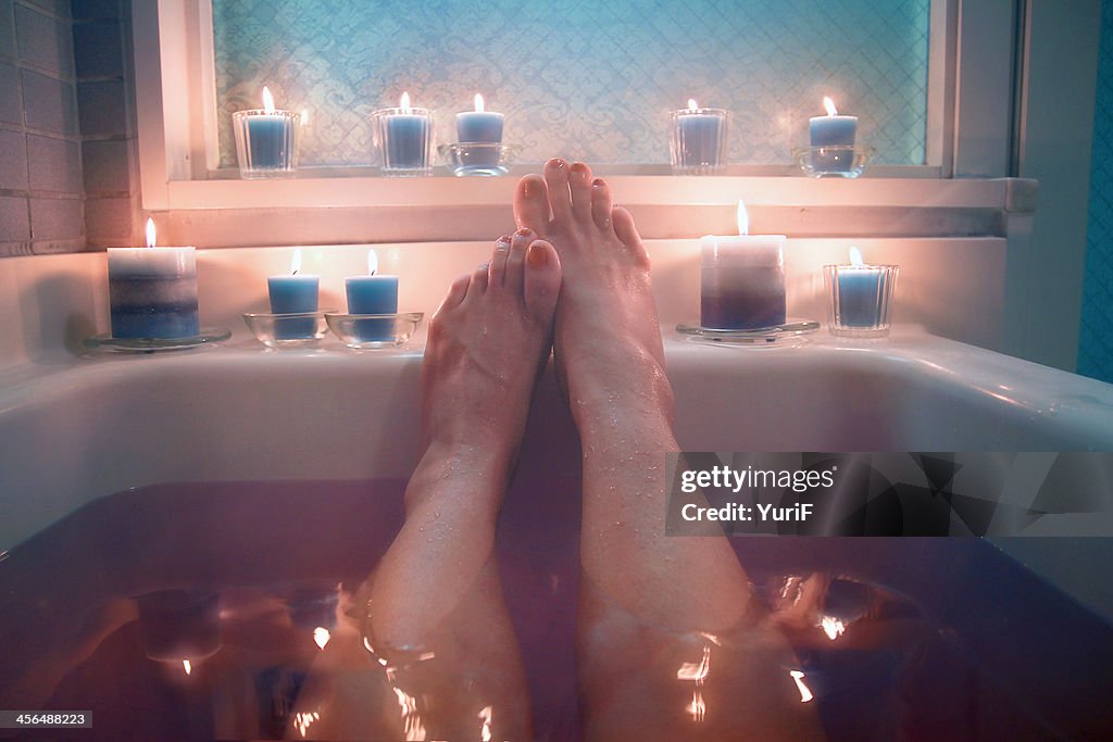 Hot bath and candles.