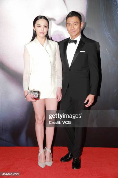 Actor Andy Lau and actress Yao Chen attend "Firestorm" premiere at the Venetian Macao during the 56th Asia-Pacific Film Festival on December 13, 2013...