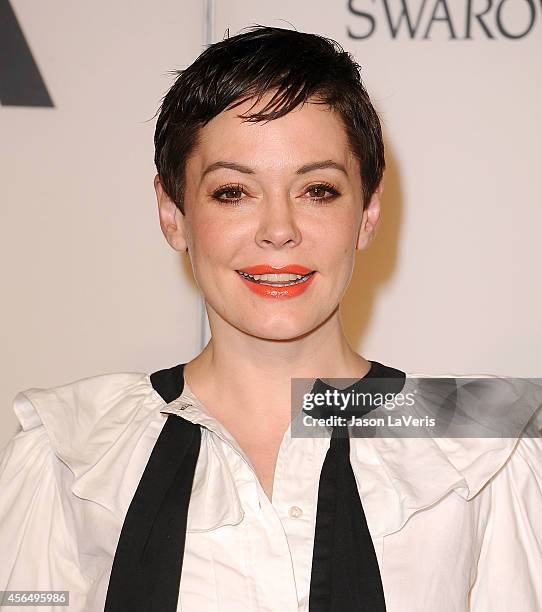 Actress Rose McGowan attends the Academy of Motion Picture Arts and Sciences' Hollywood costume opening party at Wilshire May Company Building on...