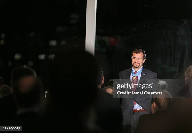 Congressional Medal of Honor Recipient and Honoree Sal Giunta is honored during the 2014 "Working for Wellness And Beyond" Gala at Mandarin Oriental...