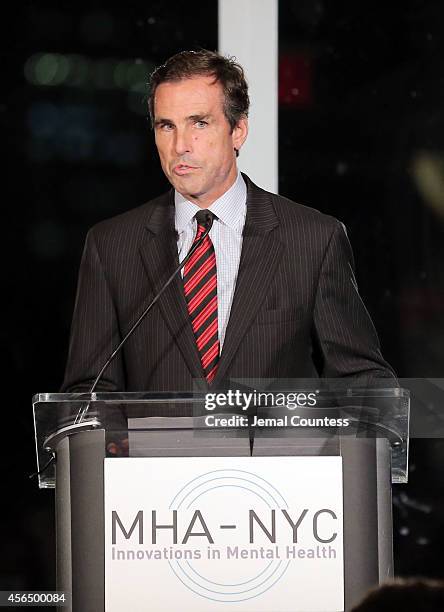 Journalist and Gala host Bob Woodruff speaks during the 2014 "Working for Wellness And Beyond" Gala at Mandarin Oriental Hotel on October 1, 2014 in...