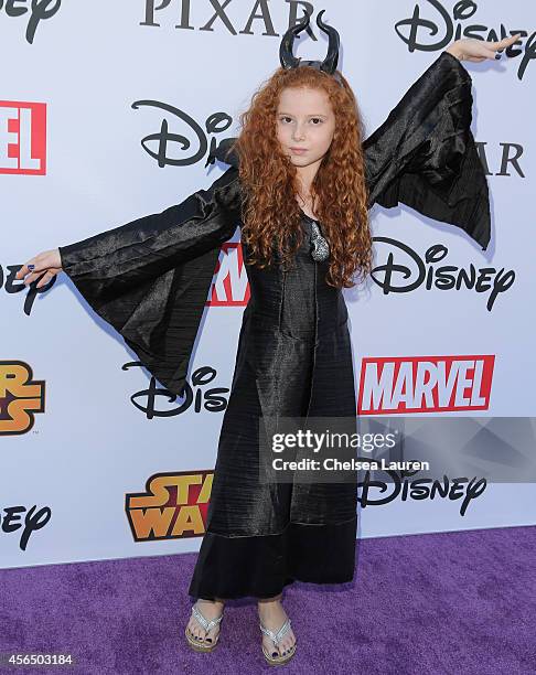 Actress Francesca Capaldi attends Disney's VIP halloween event at Disney Consumer Products Campus on October 1, 2014 in Glendale, California.